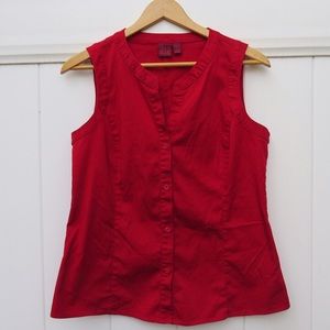 Red sleeveless shirt