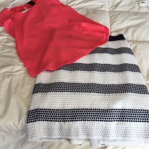 Ann Taylor Navy and White Pencil Skirt