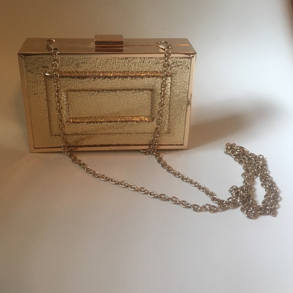 Kate Landry Gold Box Frame Clutch