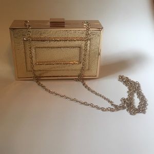 Kate Landry Gold Box Frame Clutch