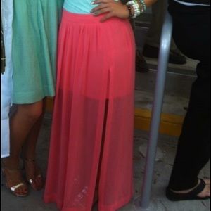 Zara coral maxi skirt