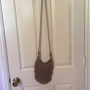 Tan fringe crossbody bag