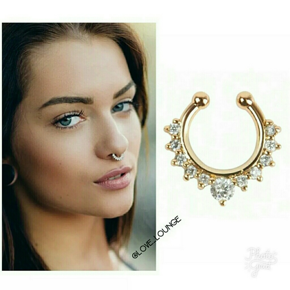 Faux Septum Nose Ring in Rose Gold or Yellow Gold
