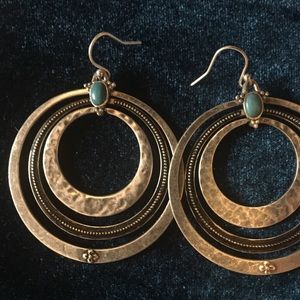.925 Large Hoop With Turquoise Earrings