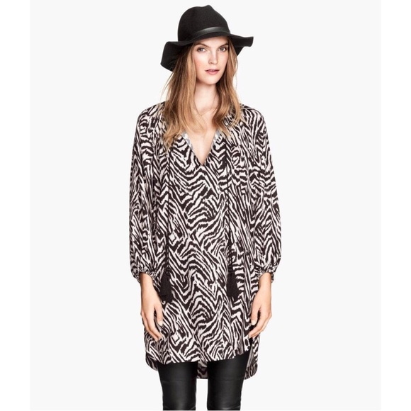 H&M Zebra Print Satin Tunic Dress