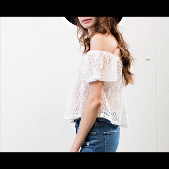 off-the-shoulder lace top - Picture 2 of 4