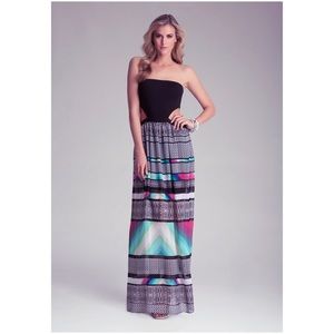 Bebe Women Multicolor Cutout Strapless Maxi dDess