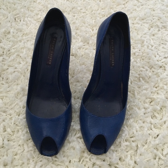 Ralph Lauren blue peep toe pumps