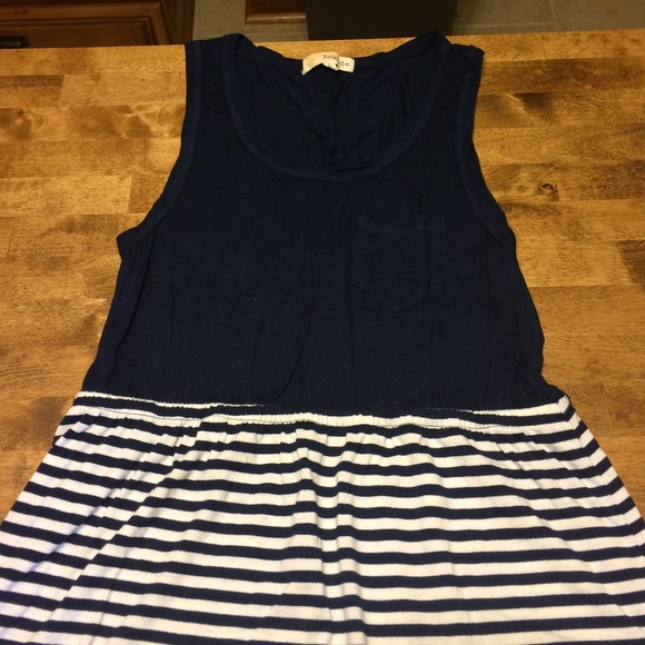 Striped navy blue tank top dress