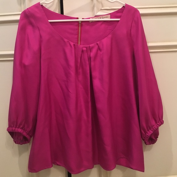 Fuchsia silk flowy blouse