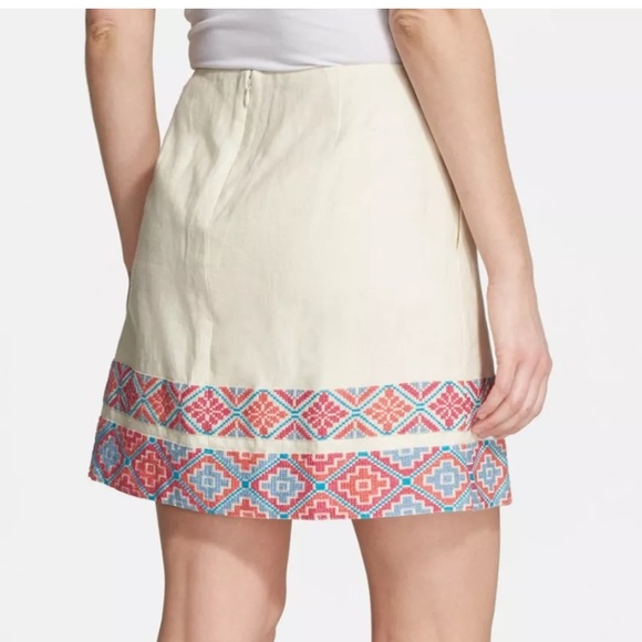 Tory burch Ruby linen embroidered skirt Nwt 6 - Picture 2 of 4
