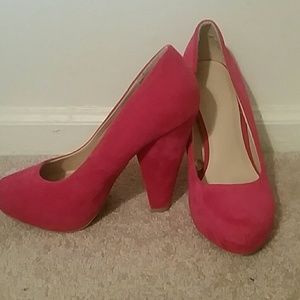 Hot pink suede heels