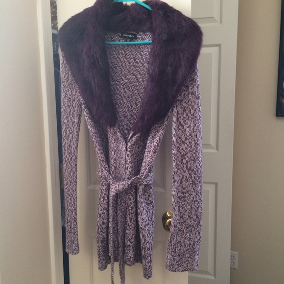 Bebe genuine fur shawl collar cardigan