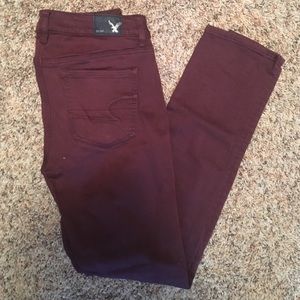 Maroon high rise jean legging