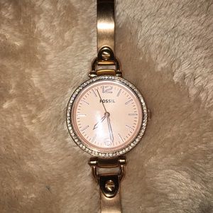 Rose gold fossil watch
