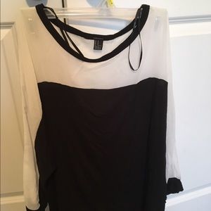 Black and White Dressy Top from Forever 21 Size M
