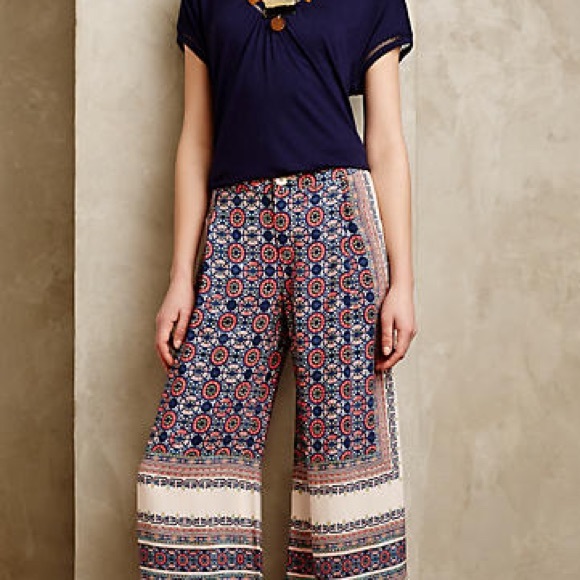 Anthropologie Yida Print Wide Legs Elevenses