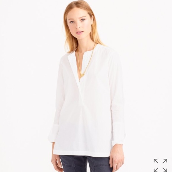 J. Crew collarless poplin popover shirt
