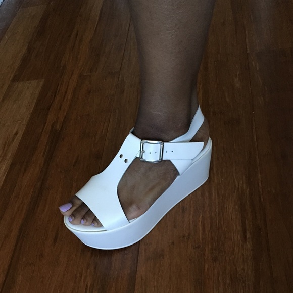 White chunky platform sandals