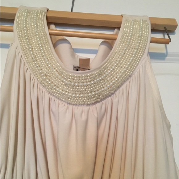 Long Black and White Dress Pearl Embellishment
