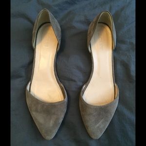 J Crew Gray Suede D'Orsay Flats, Sz 7.5
