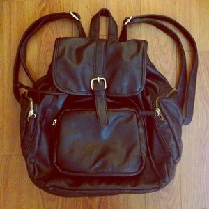 faux leather black backpack
