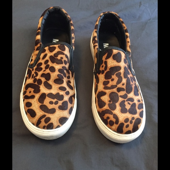 Leopard Calf Hair Slip On Sneaker, Sz 8