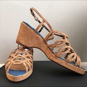 Warren Edwards Italian cork wedge sandals