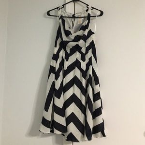 Navy and white chevron dress