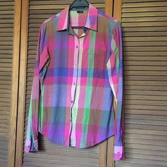 Theory Plaid Printed Button Down