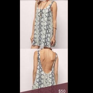 open back snake print dress