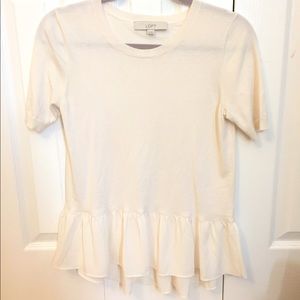 Ann Taylor Cream Peplum Shirt/Blouse