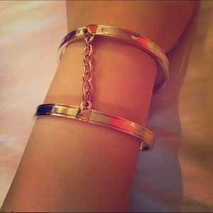 Victoria's Secret Gold Double Cuff Bangle Bracelet