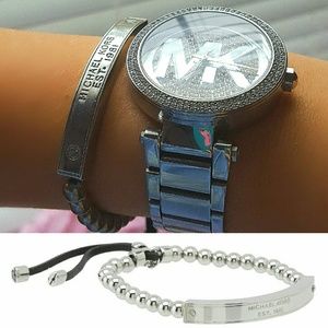 Michael Kors Logo Plaque Beaded Bracelet