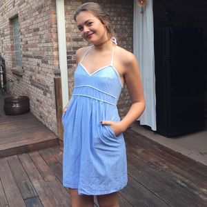 Blue Striped Sundress with Pockets