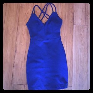 Royal blue, strappy, body con dress