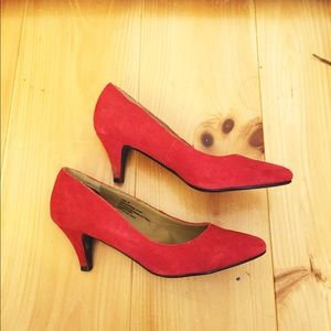 Kimchi Blue Red Suede Low Heels