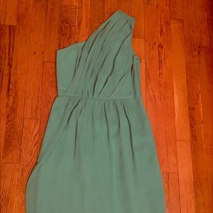 Turquoise one-shoulder dress w/pockets