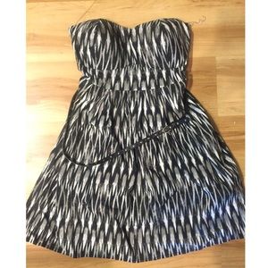 Black and White Strapless Dress