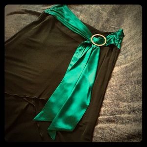 bebe Black Skirt with Emerald Green Belt