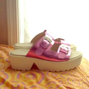 Pink flat form shoes size 8!