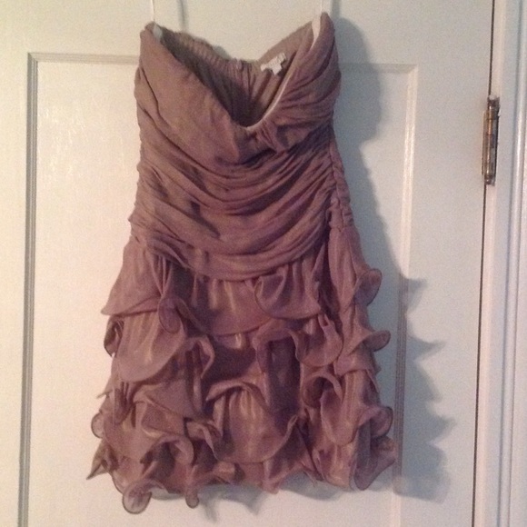 Skin tone/ neutral ruffled dress