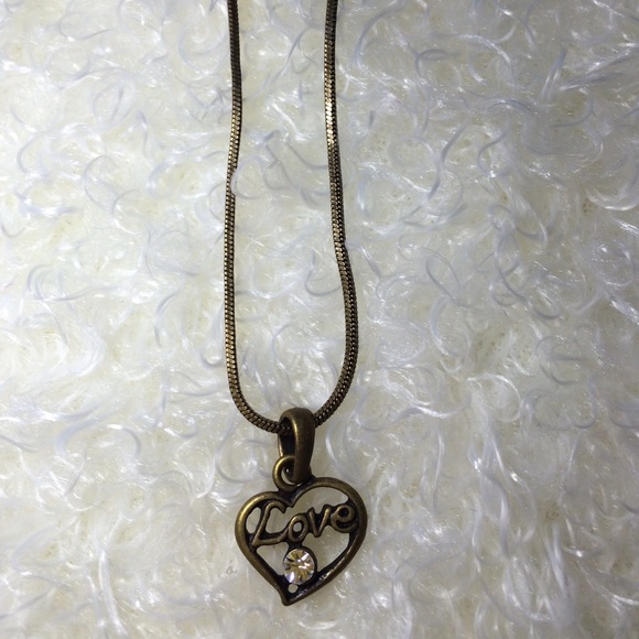 Bronze Finished Love Pendant and Necklace
