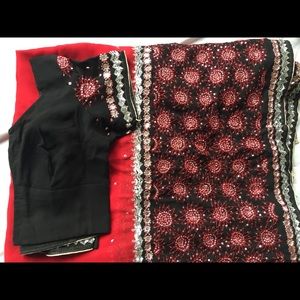Black and Red Saree