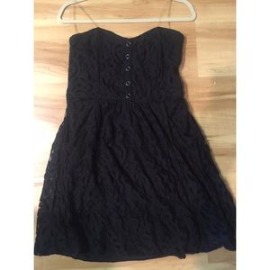 Black Lace Strapless Dress