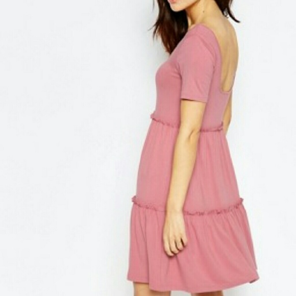 Asos Tiered Swing Dress with Short Sleeves - Picture 2 of 3
