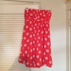 Coral polka dot bubble hem dress