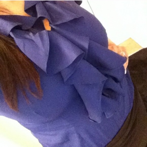 πΊHPπΊBanana Republic Blue button down ruffle top - Picture 4 of 4