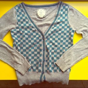 Checkered Cardigan Sweater