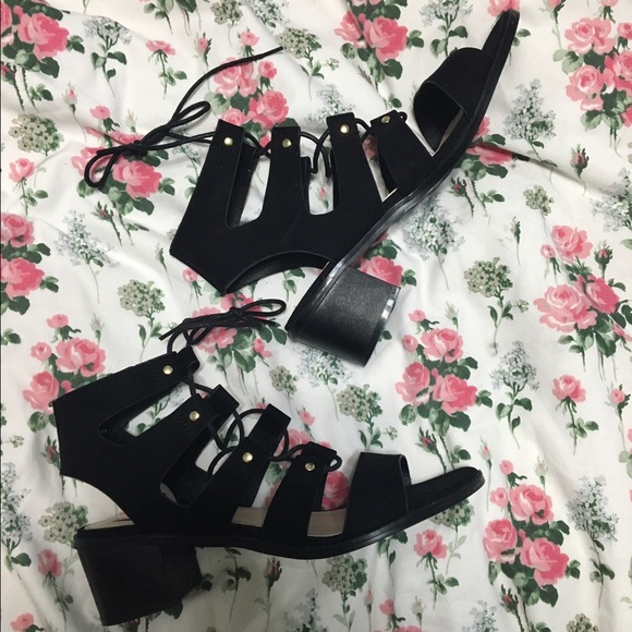 Black Lace Up Sandals booties